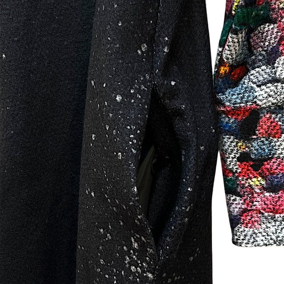 Damee Coat Abstract Painting 3 Button Half Black Half Multi XL Pockets Jacket - Picture 9 of 15